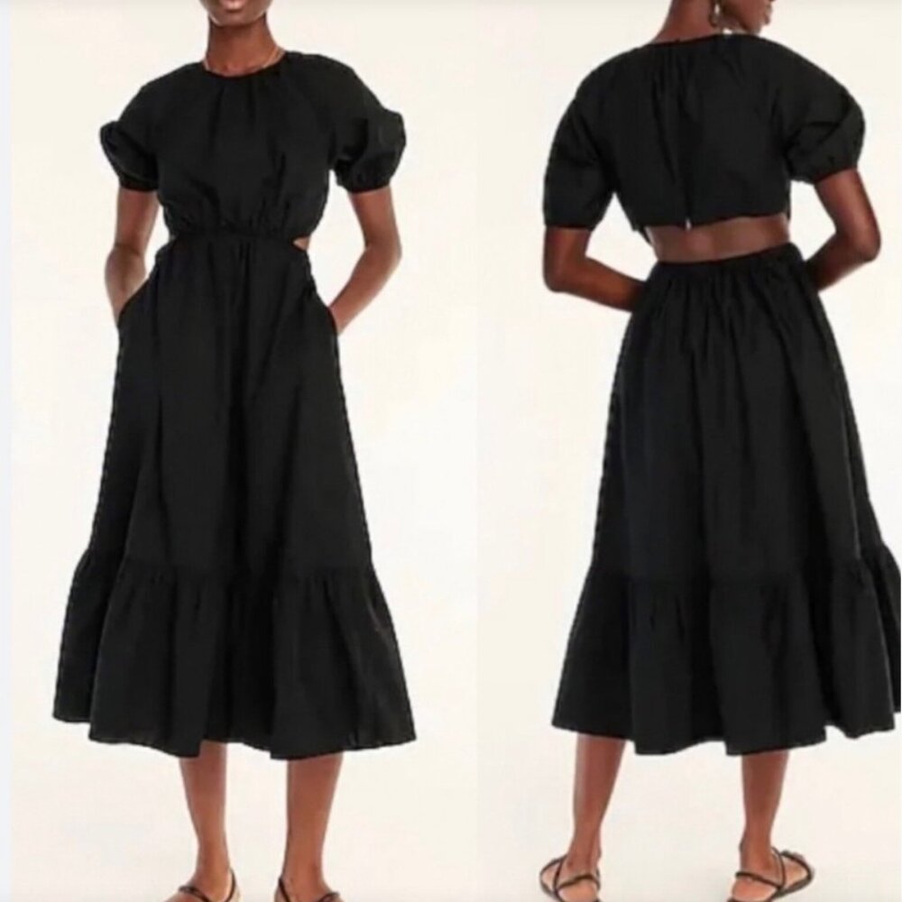 J. Crew Black Midi Dress